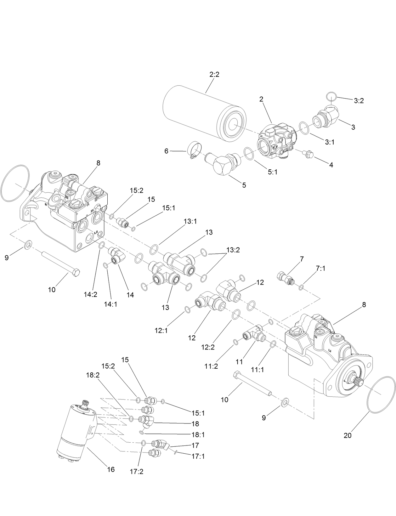 Drive Motor, Steer Valve and Filter Head Assembly