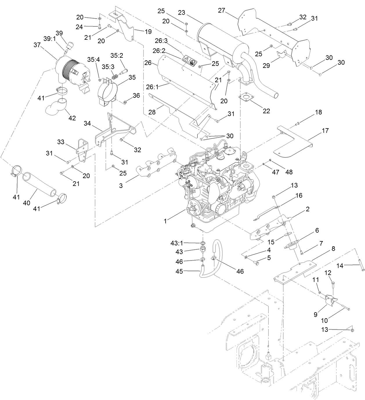Engine, Muffler and Air Cleaner Assembly