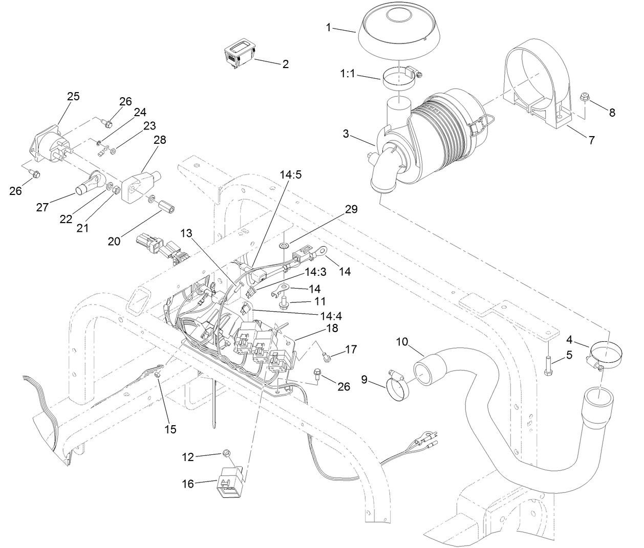 Wire Harness, Air Cleaner and Hose Assembly