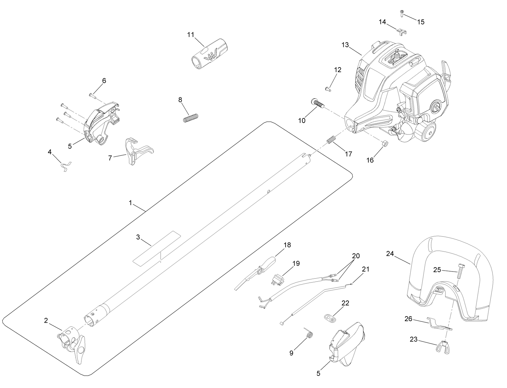 Upper Shaft, Handle and Powerhead Assembly