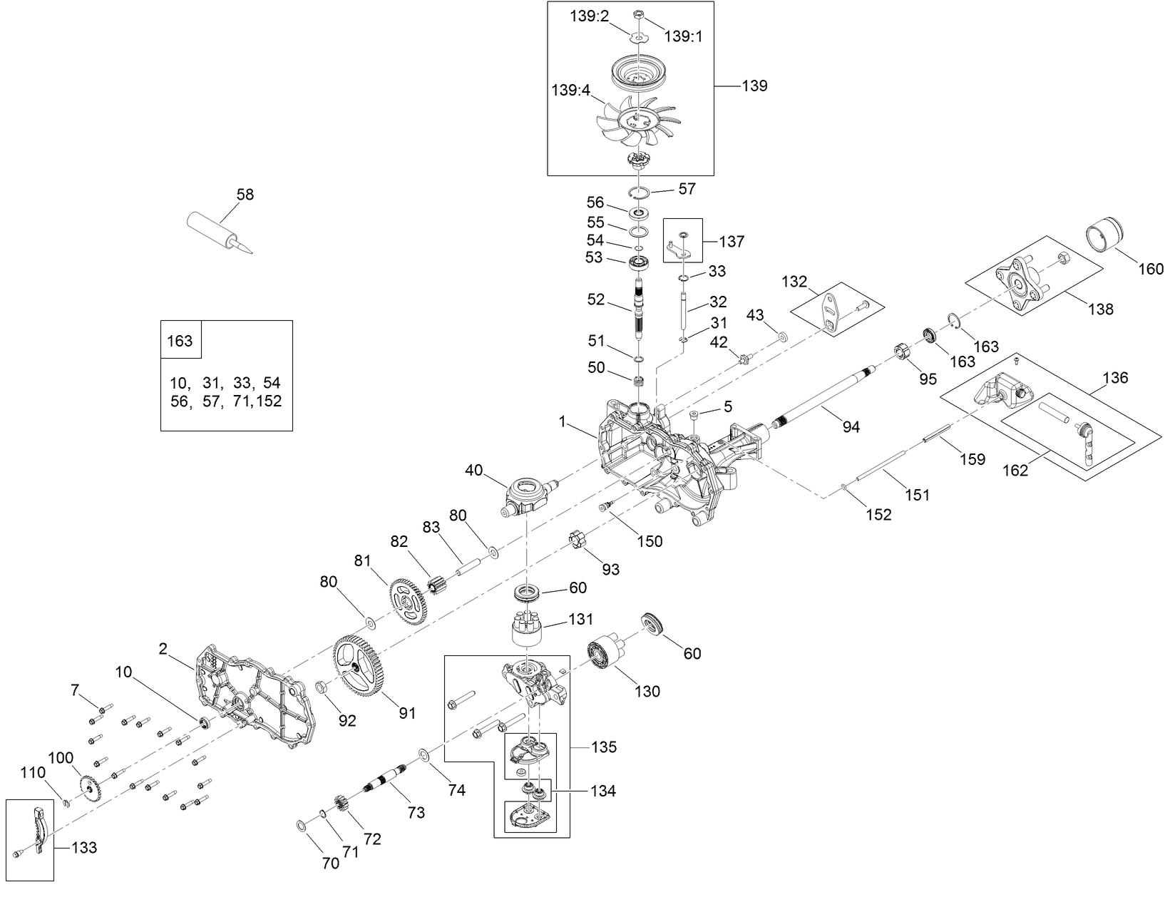 LH Hydro Transmission Assembly No. 139-2370