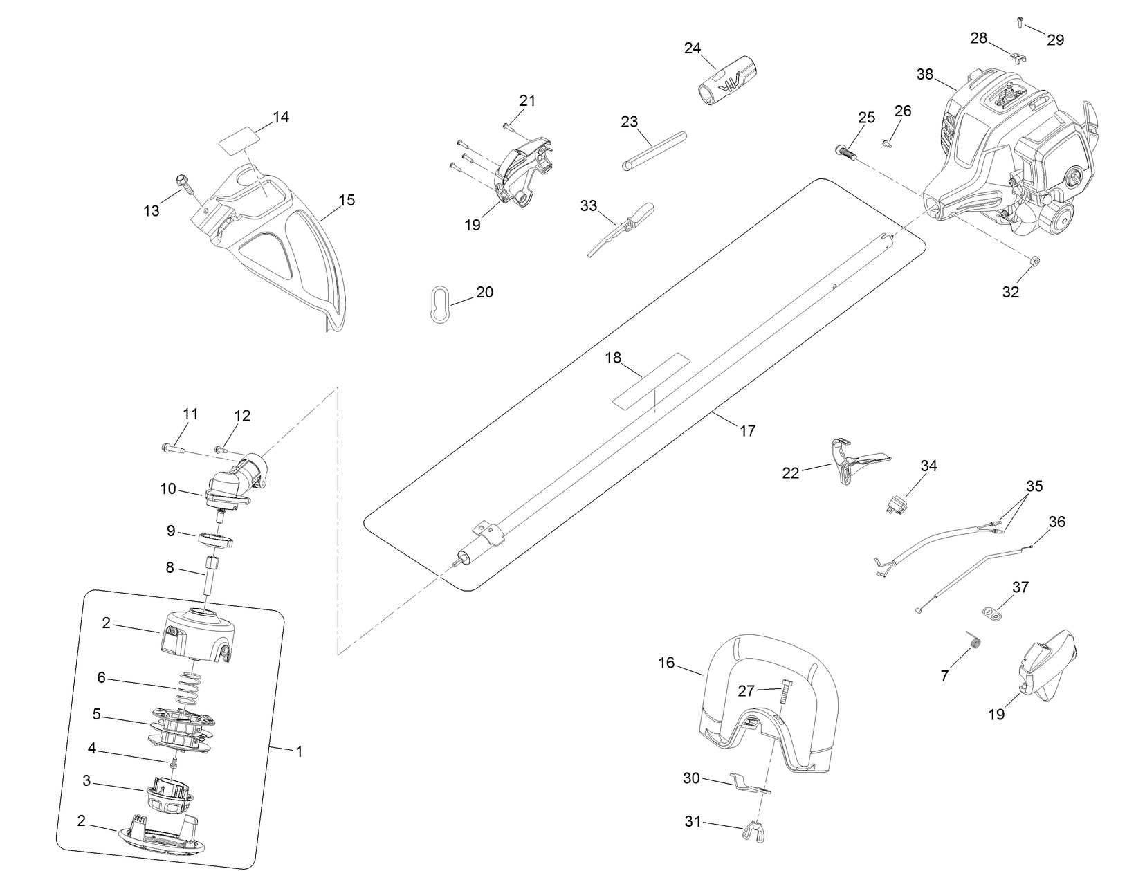18in Straight Shaft Gas Trimmer Assembly