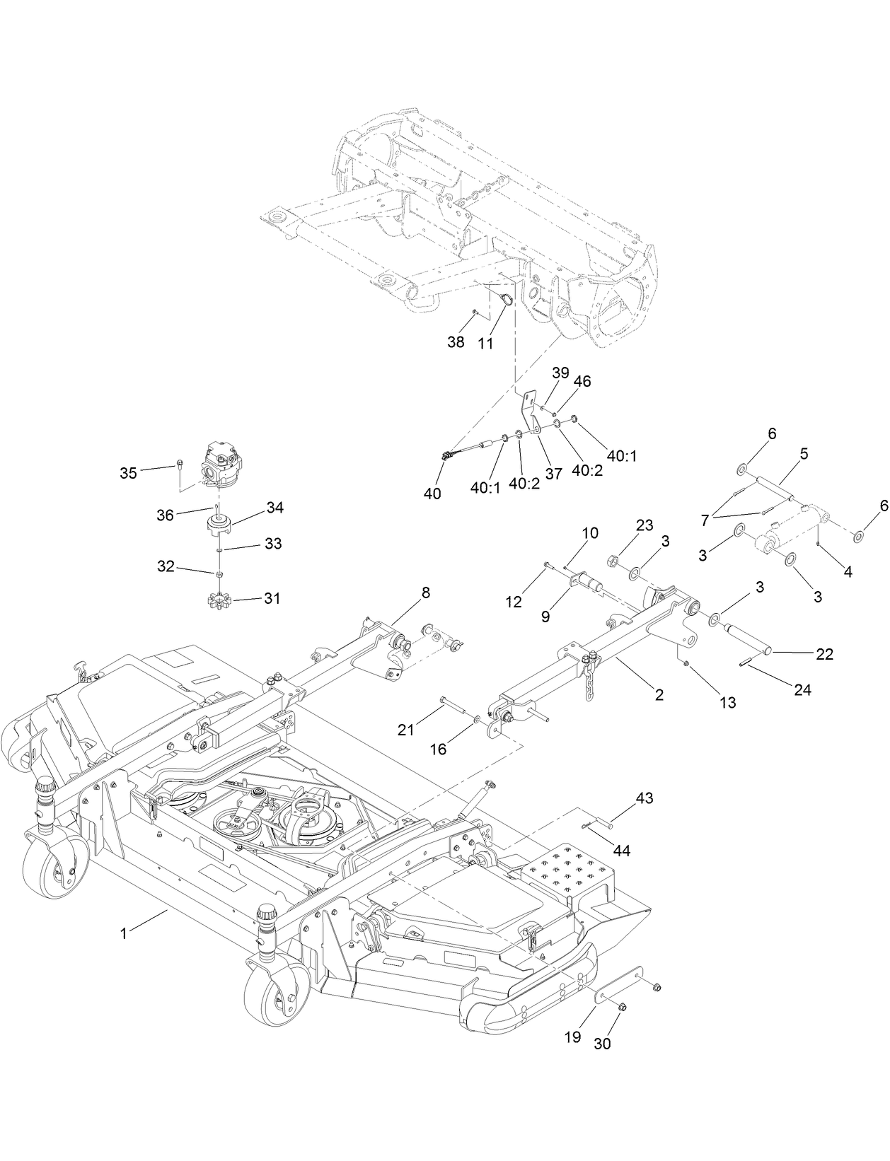 Center Front Deck Connection Assembly