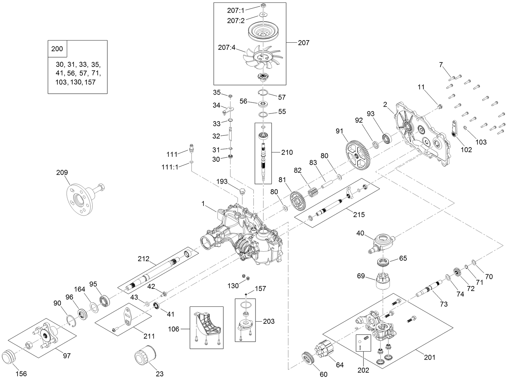 LH Hydro Transmission Assembly No. 140-5180