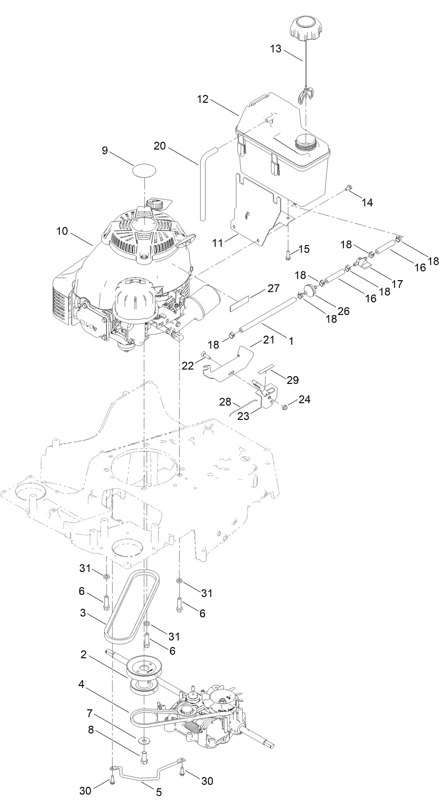 Engine and Fuel Tank  Assembly