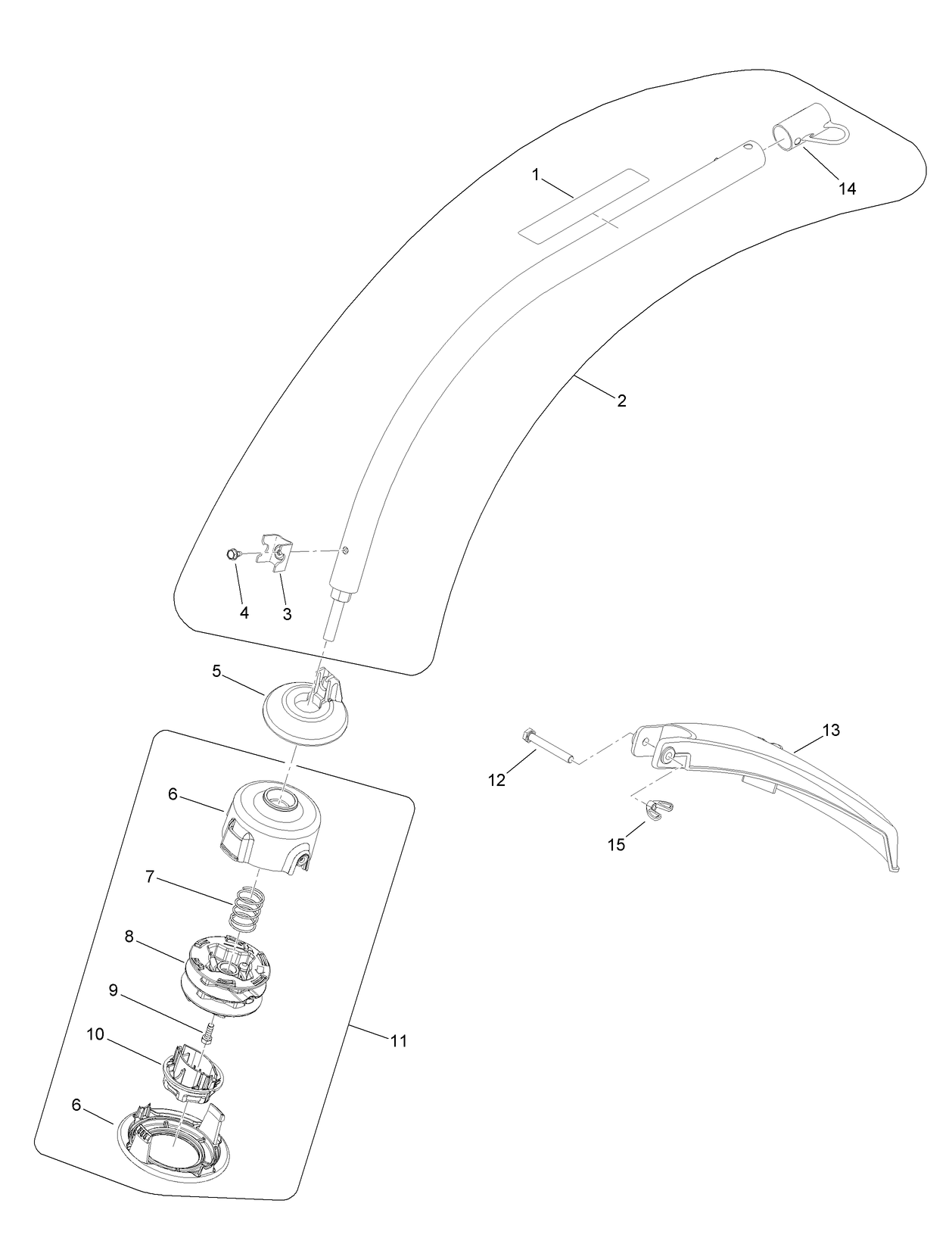 Trimmer Head, Shaft and Guard Assembly