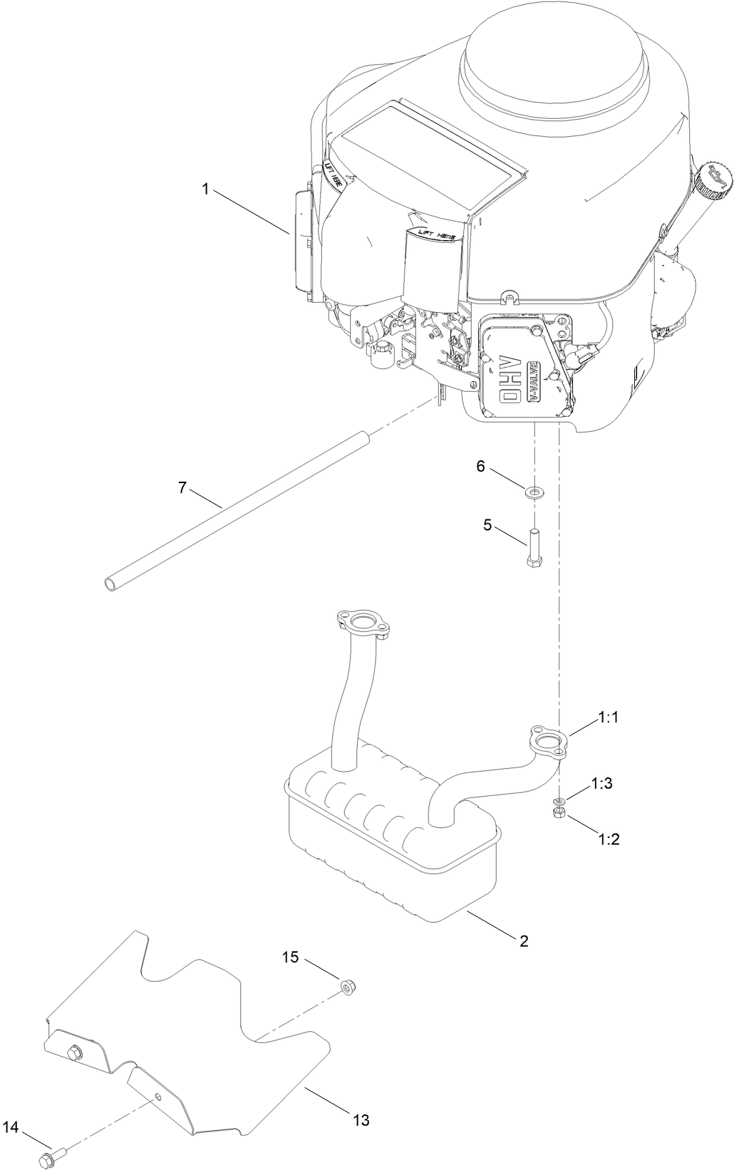Engine and Muffler Assembly