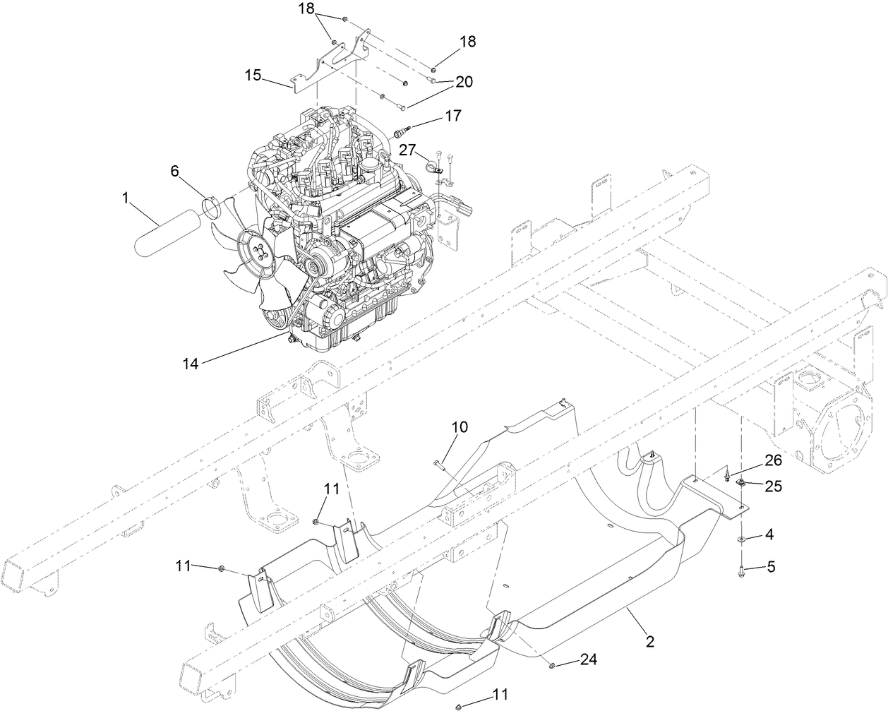 Engine and Shroud Assembly