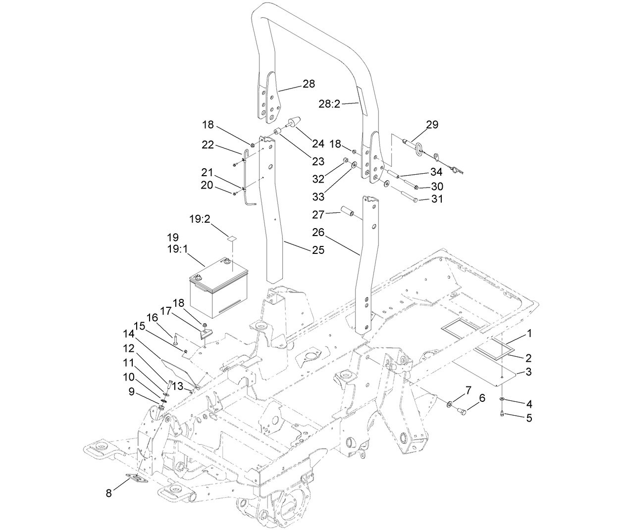 Roll-Over Protection System, Rear Cover and Battery Assembly