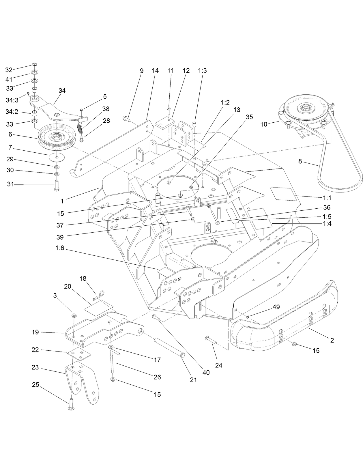Left Deck Idler and Skid Assembly
