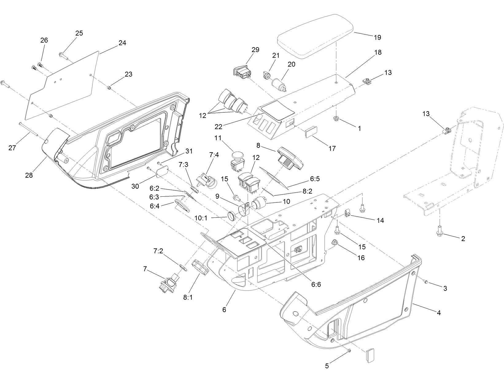 Armrest Control Panel Assembly