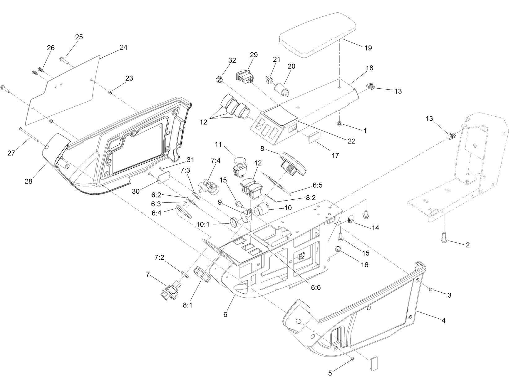 Armrest Control Panel Assembly
