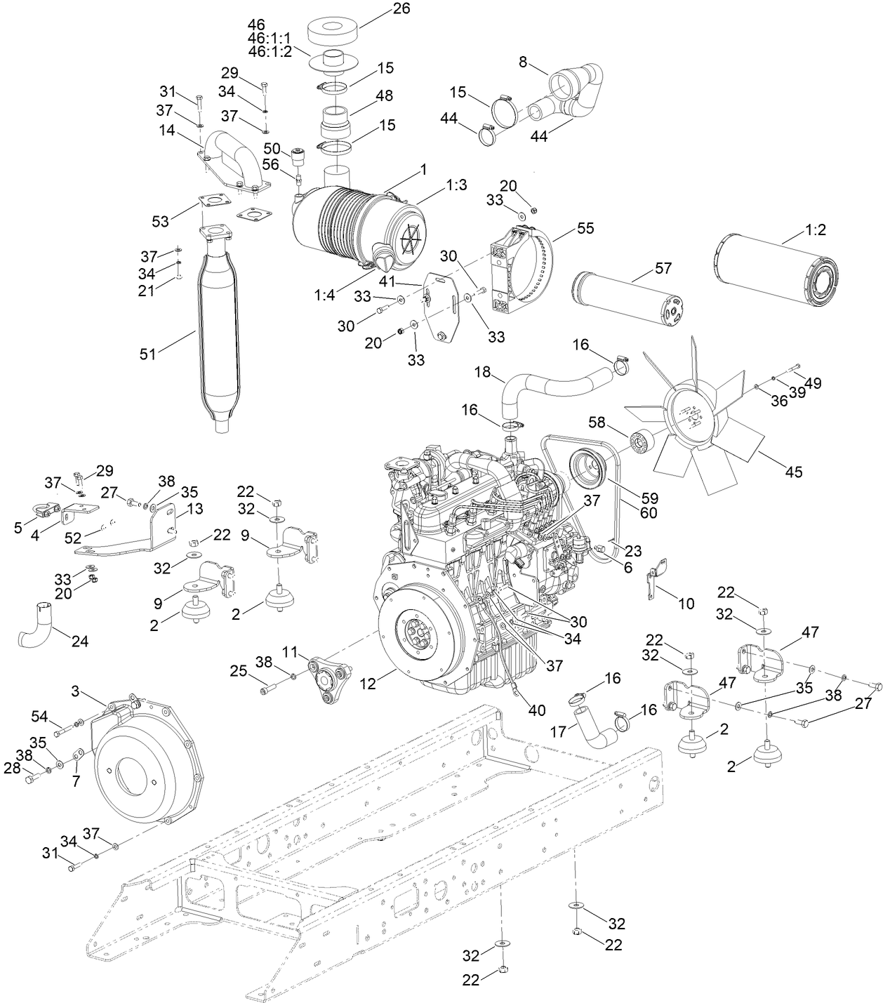 Engine and Muffler Assembly