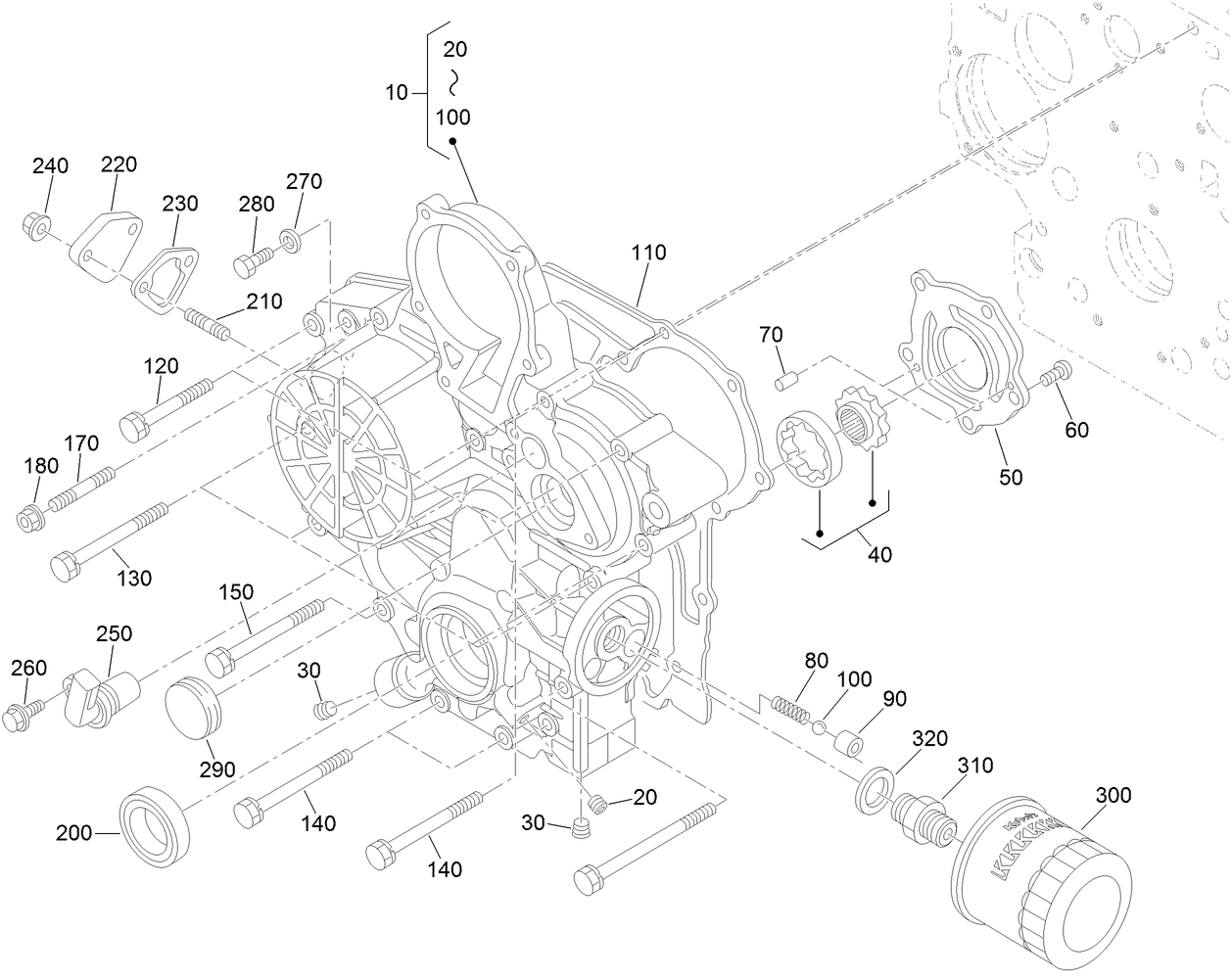 Gear Case and Oil Filter Cartridge Assembly