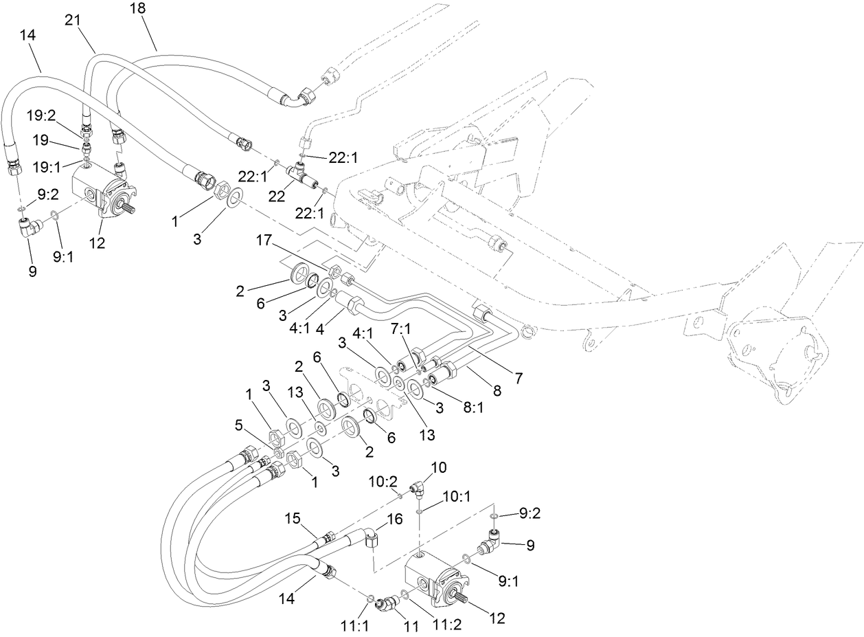 Front Hydraulic Reel Drive and Hose Assembly