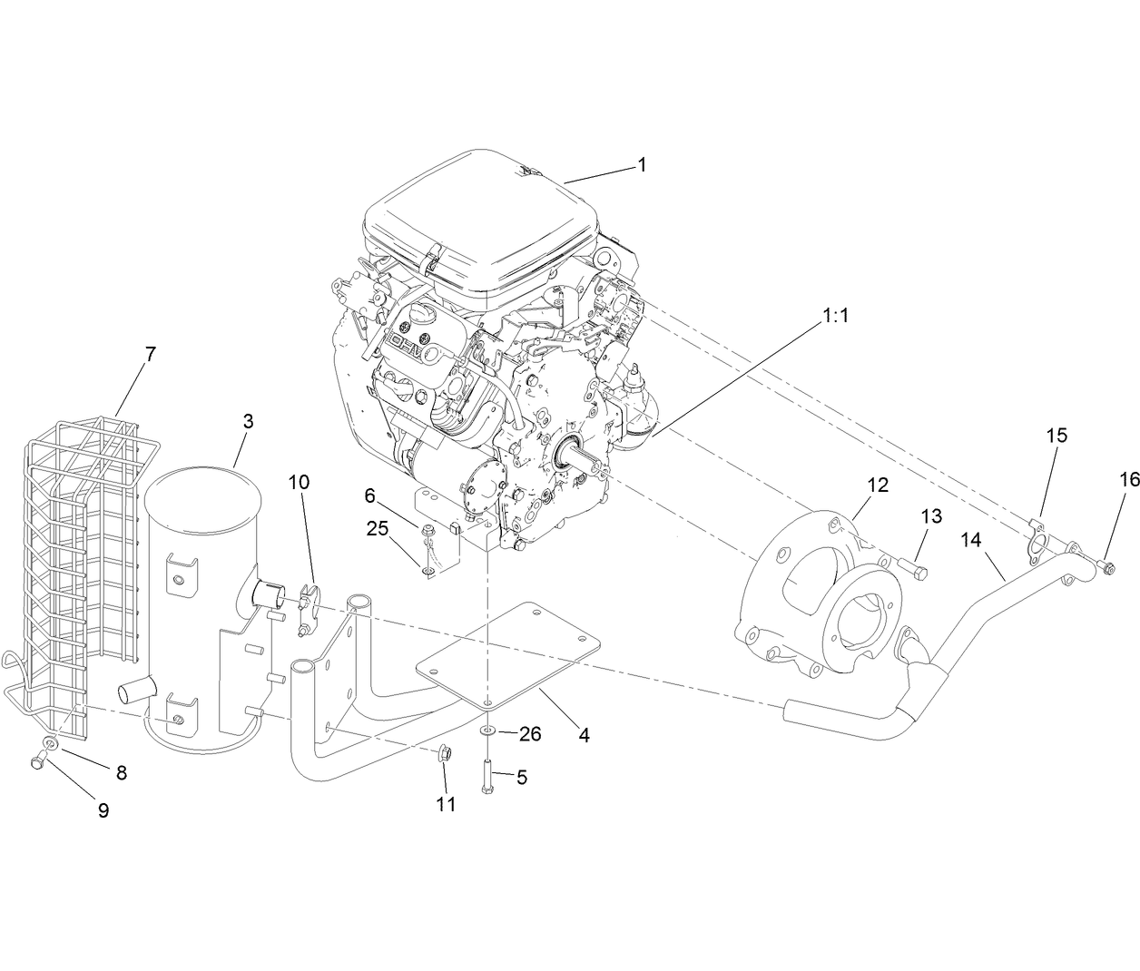 Engine and Exhaust Assembly