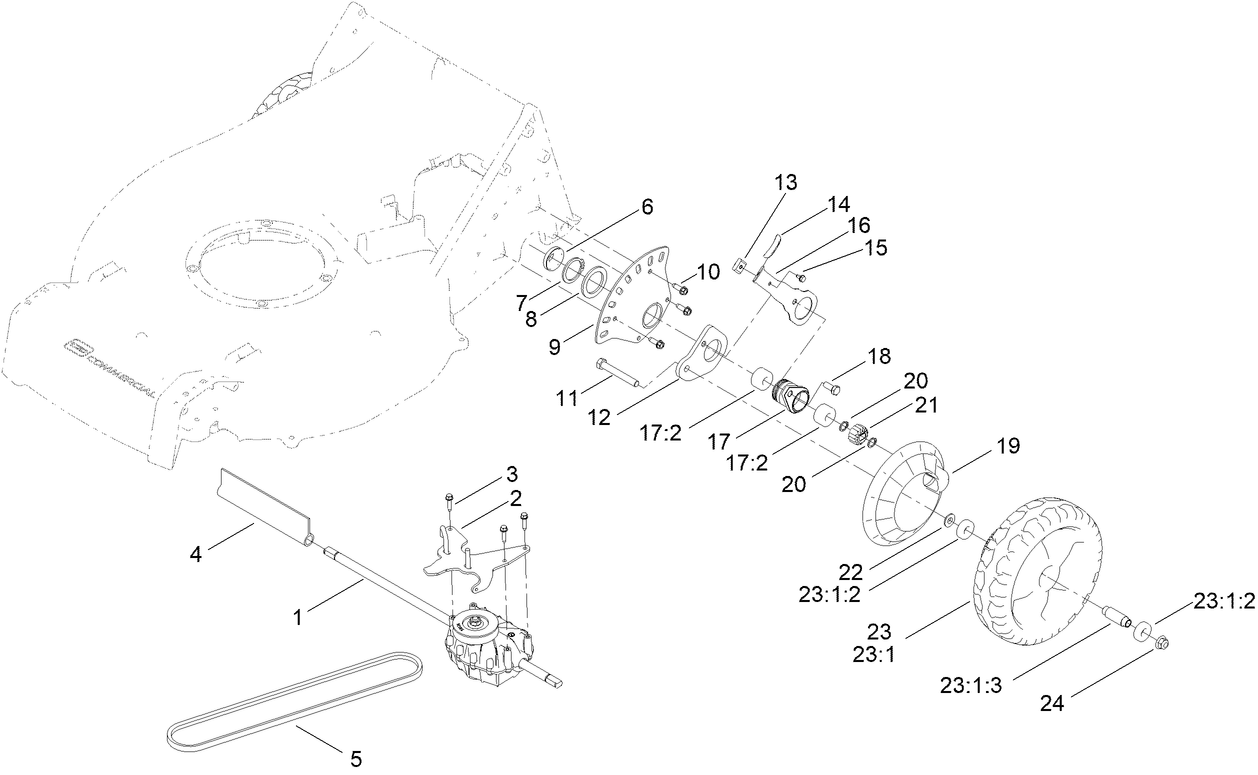 Transmission and Rear Wheel Assembly