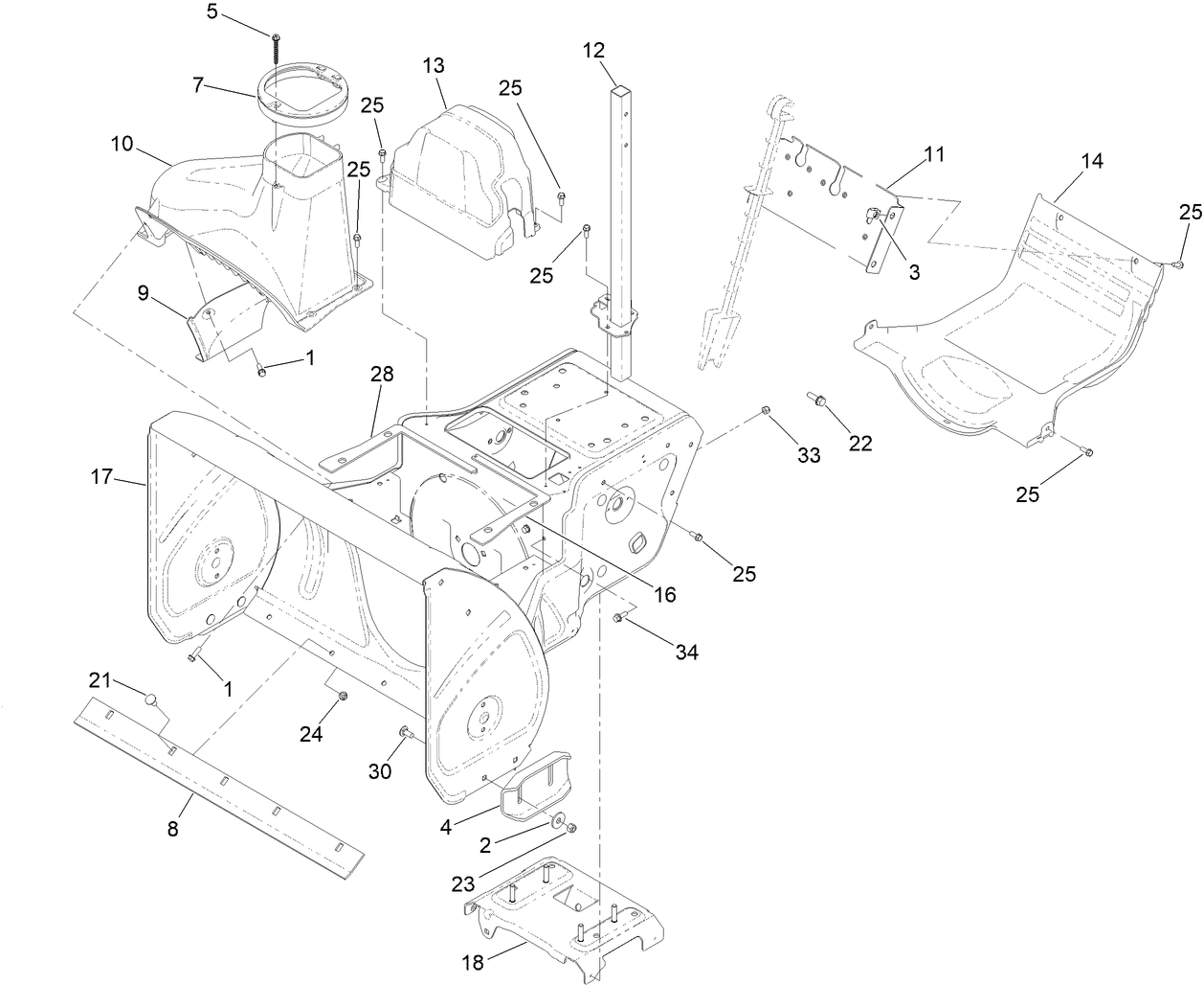 Main Frame and Auger Housing Assembly