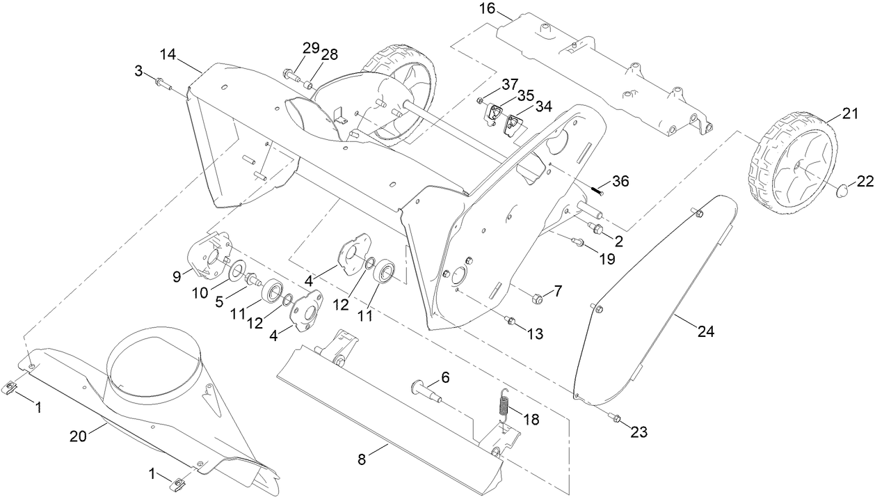 Chute and Wheel Assembly