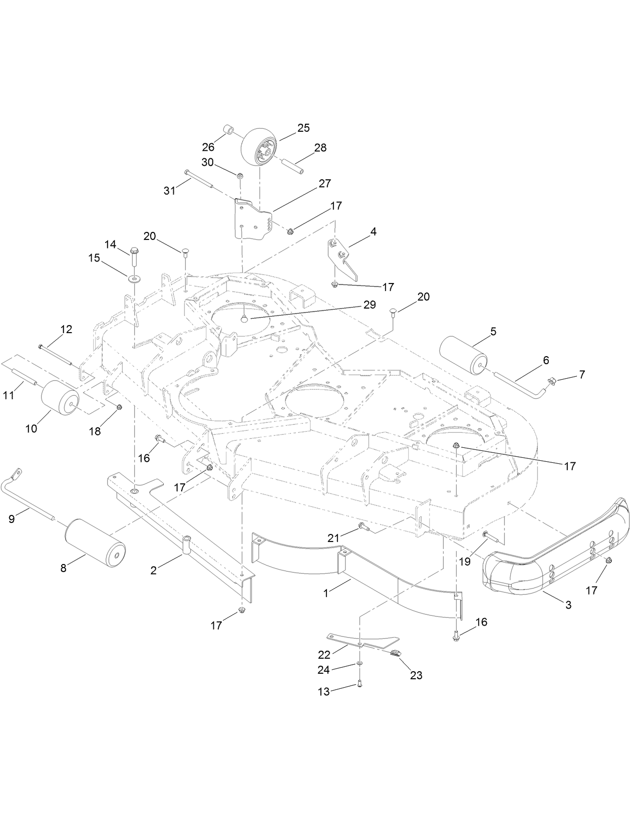 Deck Baffle and Roller Assembly