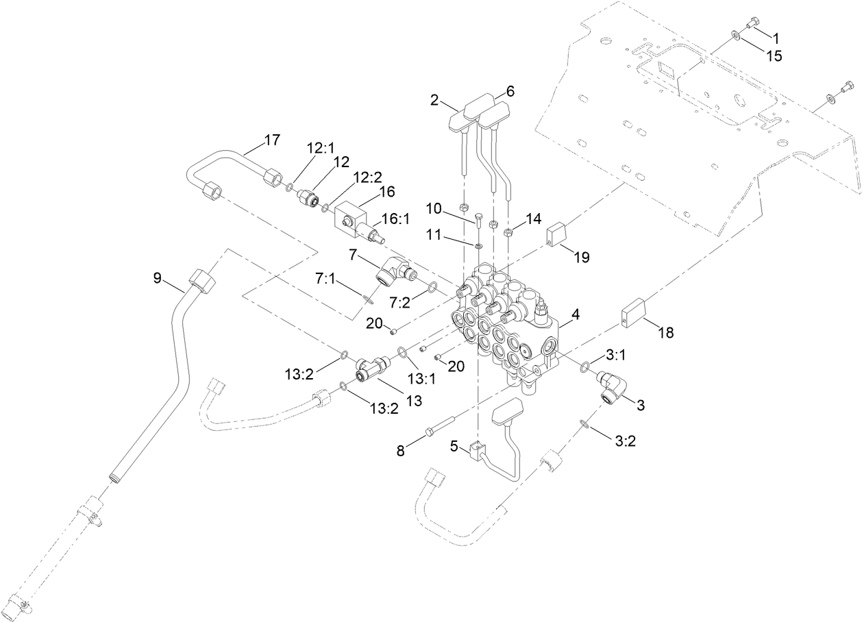 Four Spool Valve and Lever Assembly