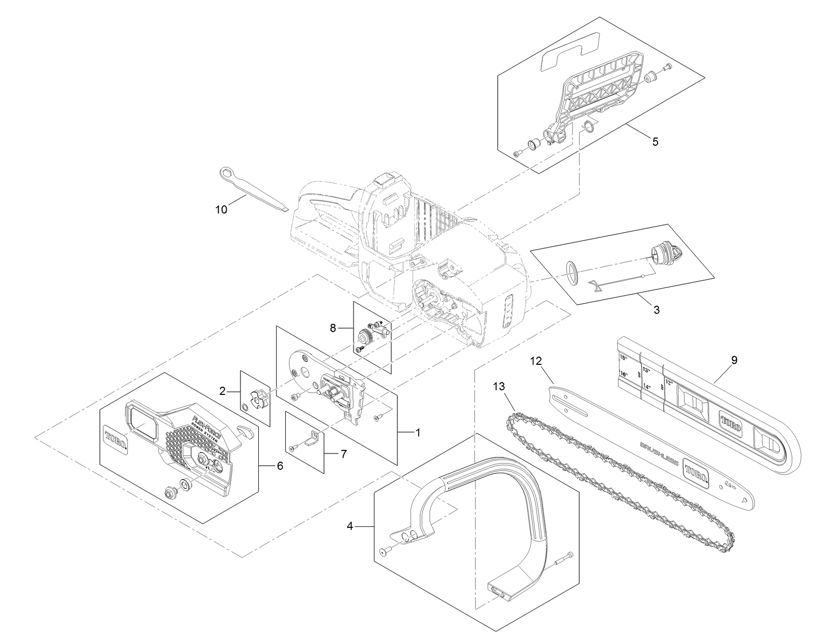 41cm Cordless Chainsaw Assembly