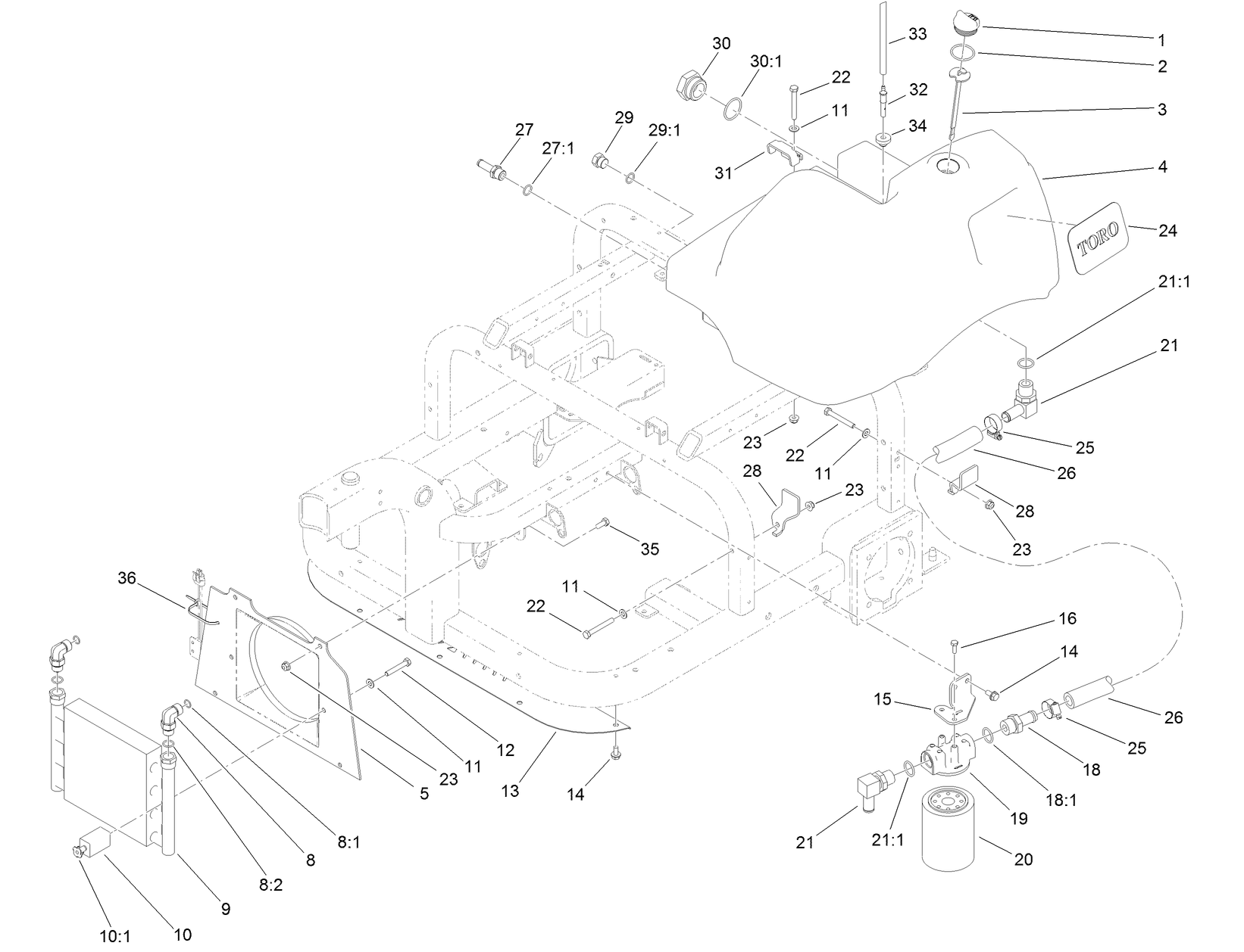 Hydraulic Tank, Filter and Cooler Assembly