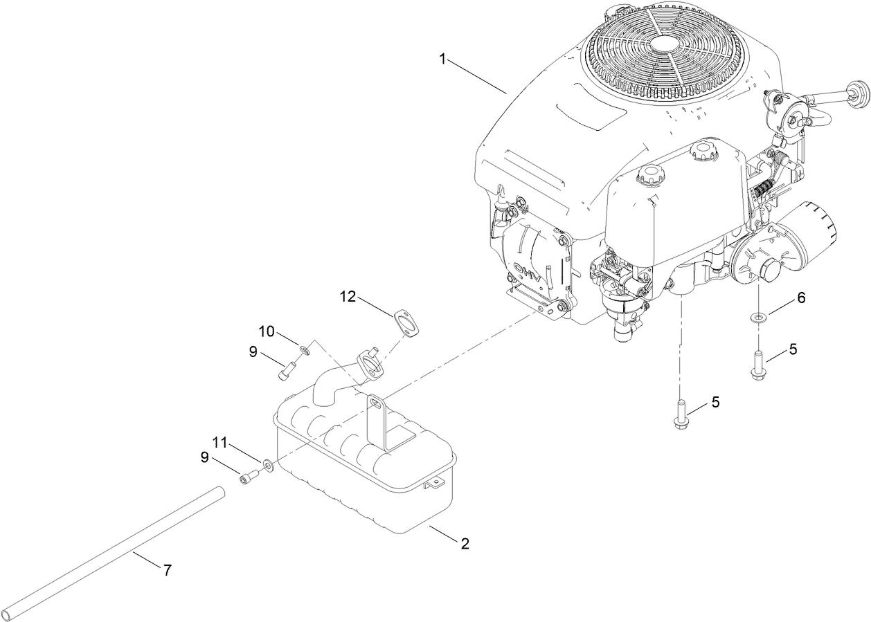 Engine and Muffler Assembly