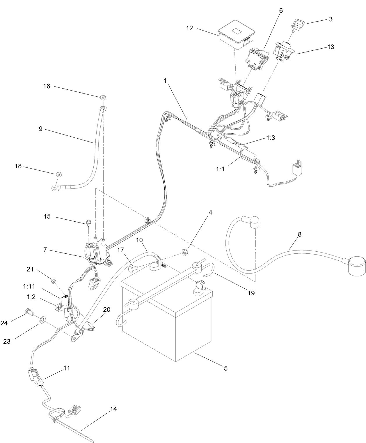 Electrical Harness and Battery Assembly