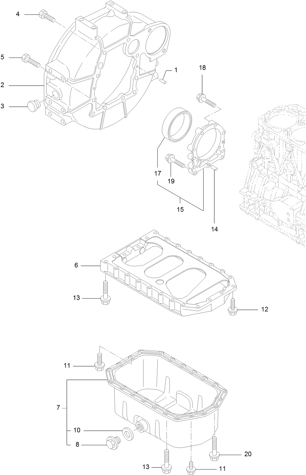 Mounting Flange and Oil Sump Assembly