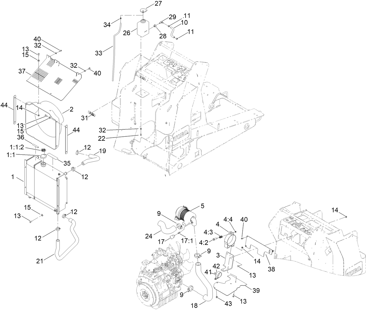 Radiator and Air Cleaner Assembly