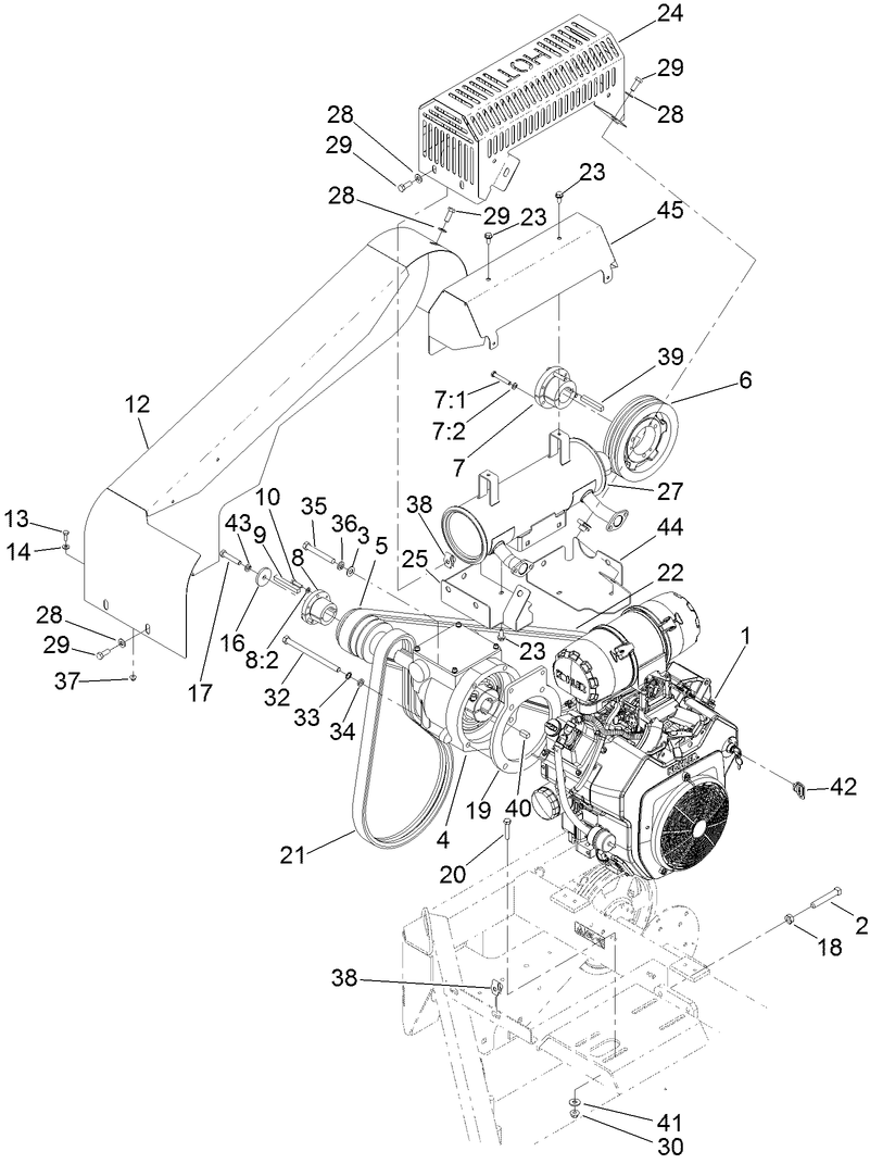 Engine, Clutch and Muffler Assembly