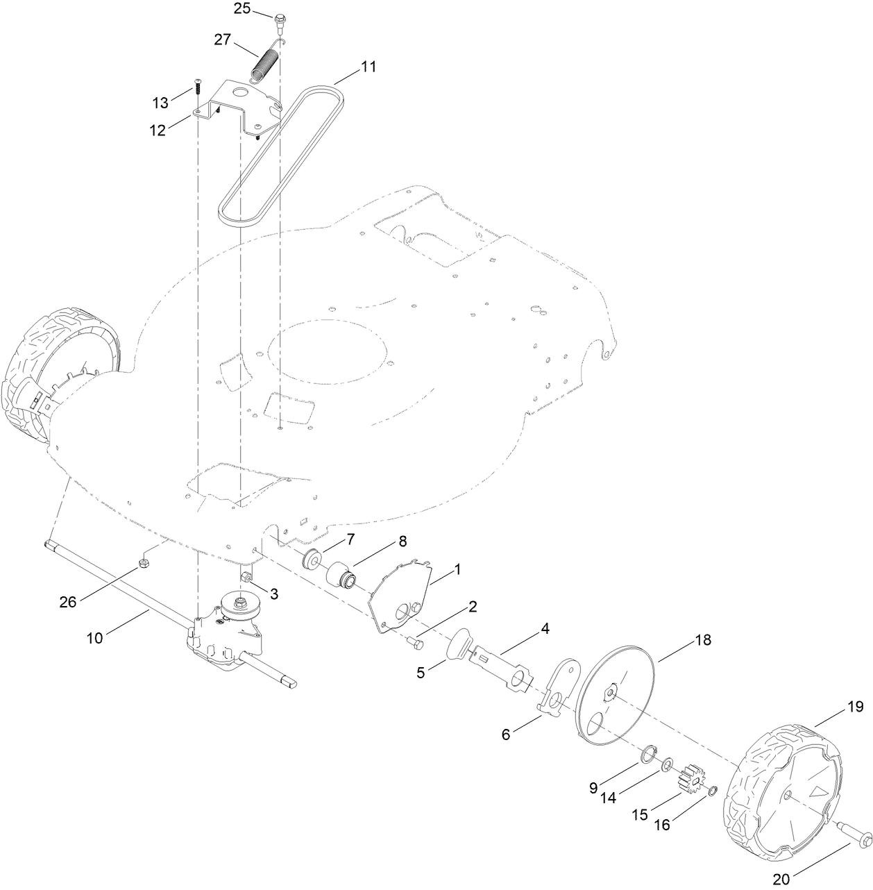Front Wheel and Height-of-Cut Assembly