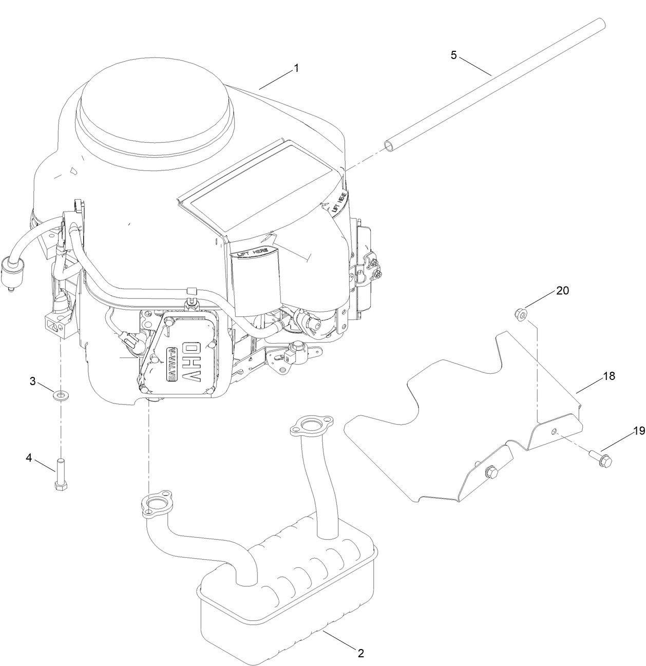 Engine and Muffler Assembly