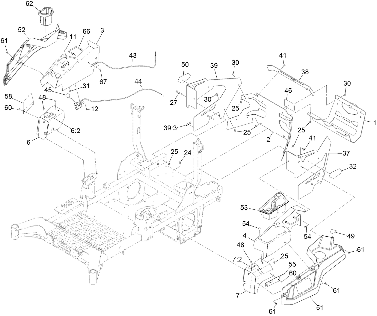 Throttle, Choke Cables and Guard Assembly