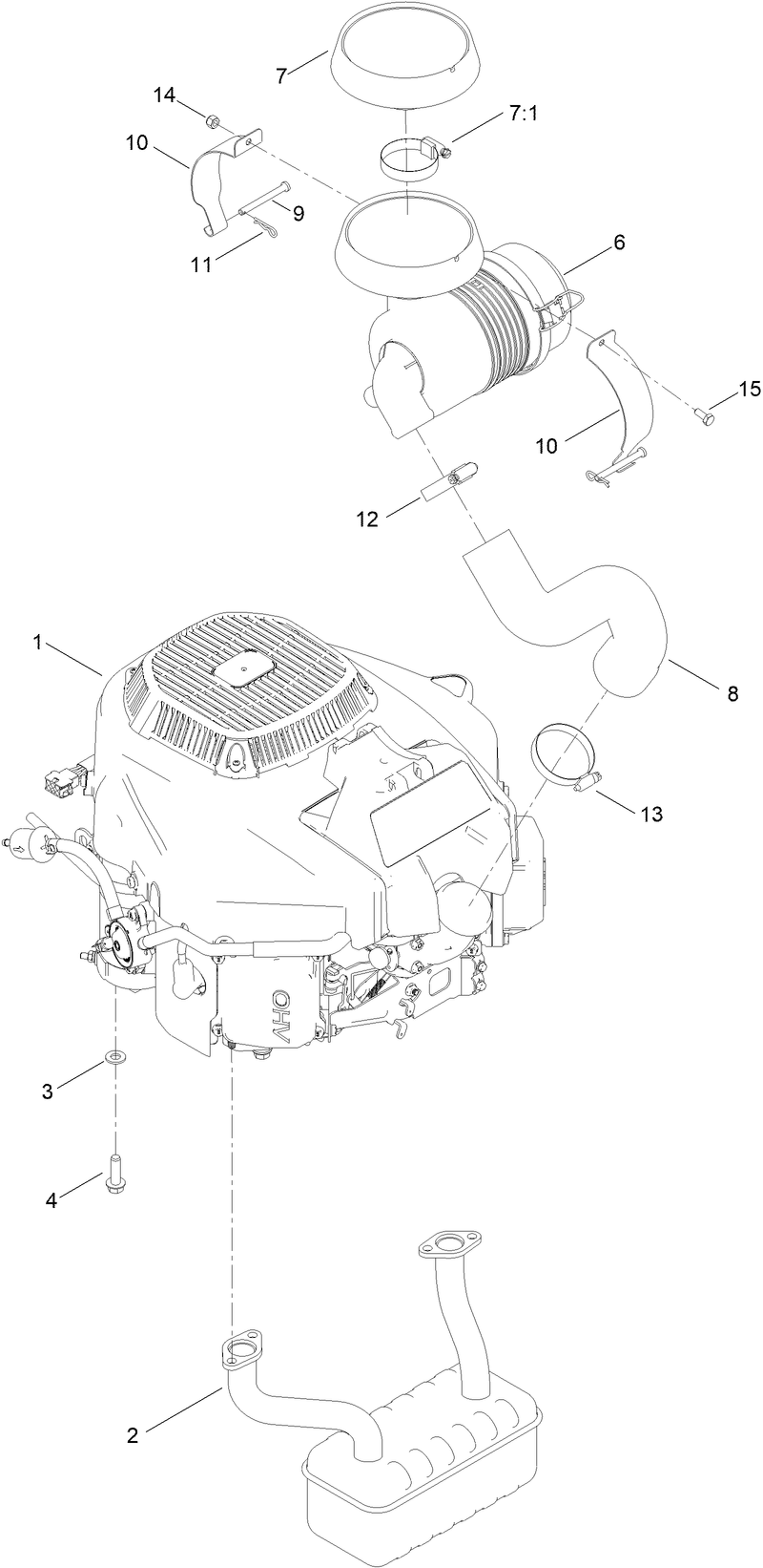 Engine and Muffler Assembly