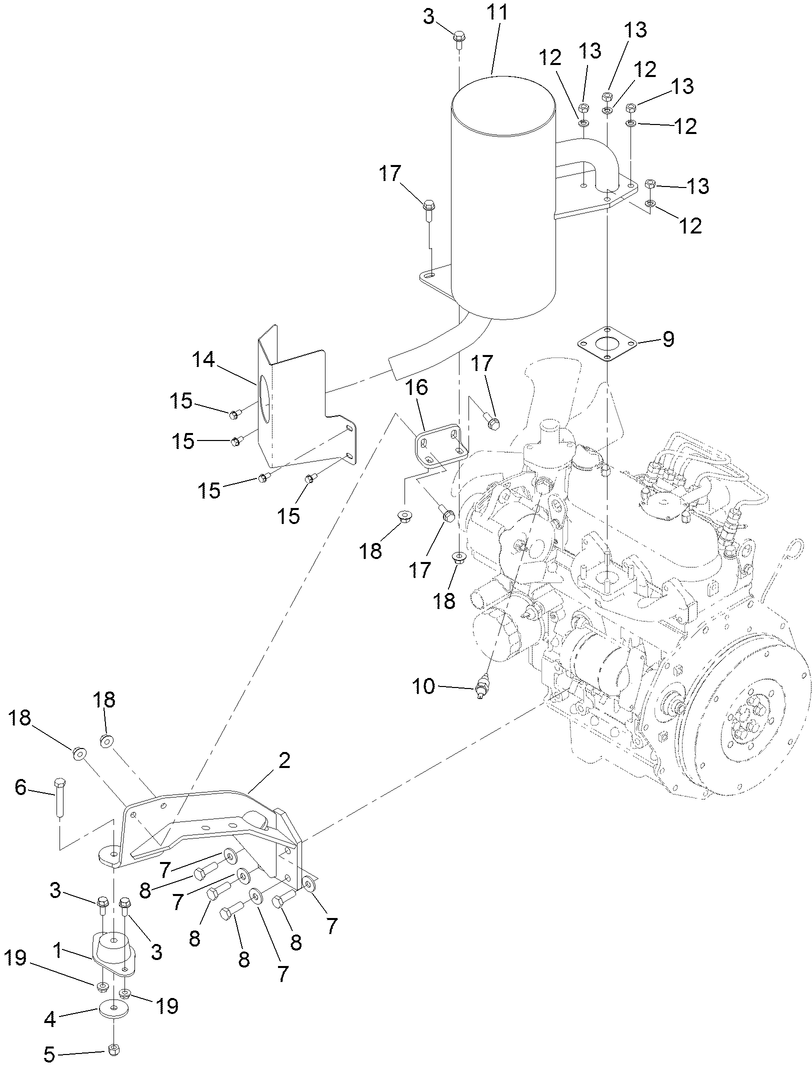 Engine Mount and Muffler Assembly