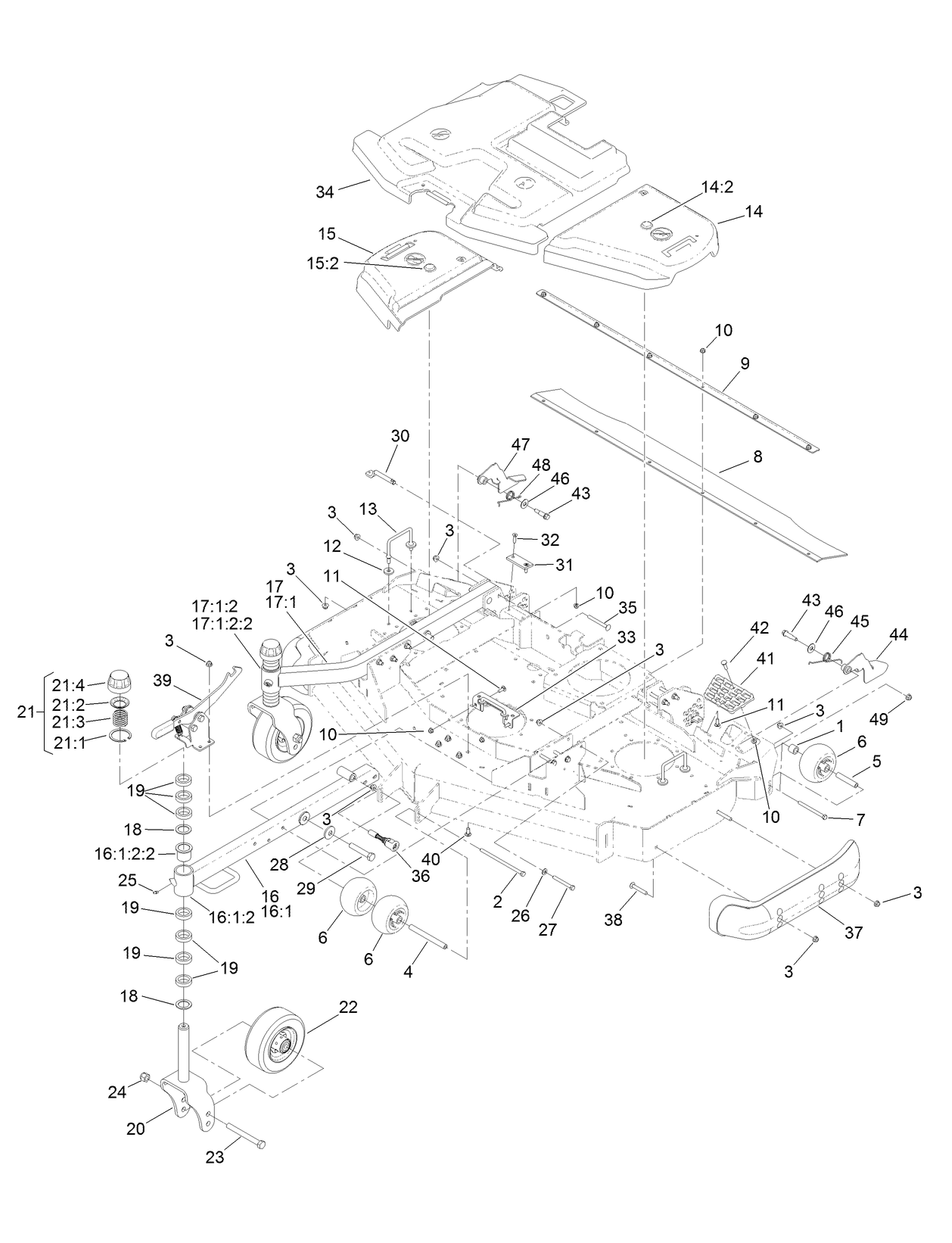 Belt Cover, Caster Arm and Wheel Assembly