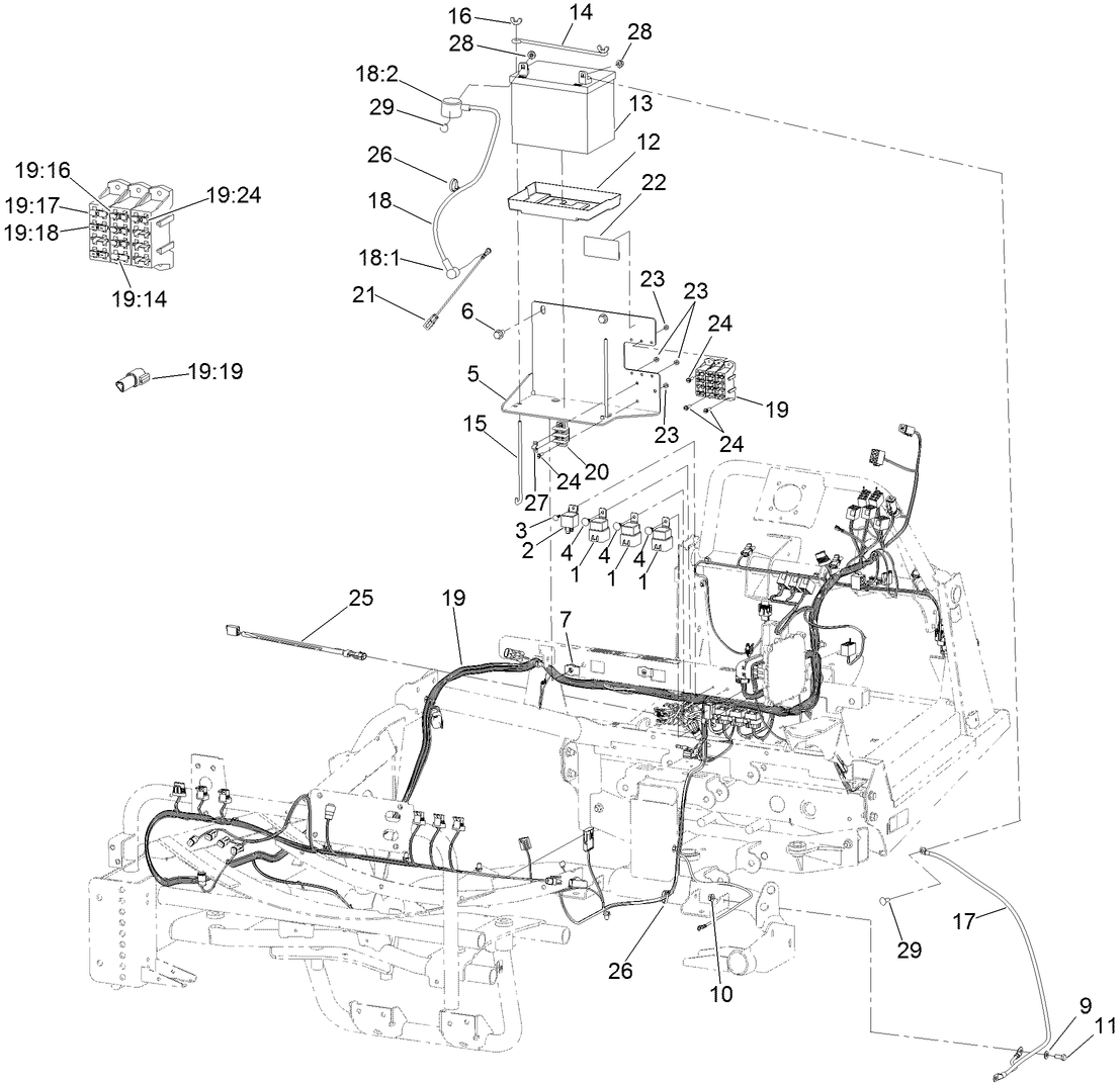 Main Wiring Harness and Battery Assembly