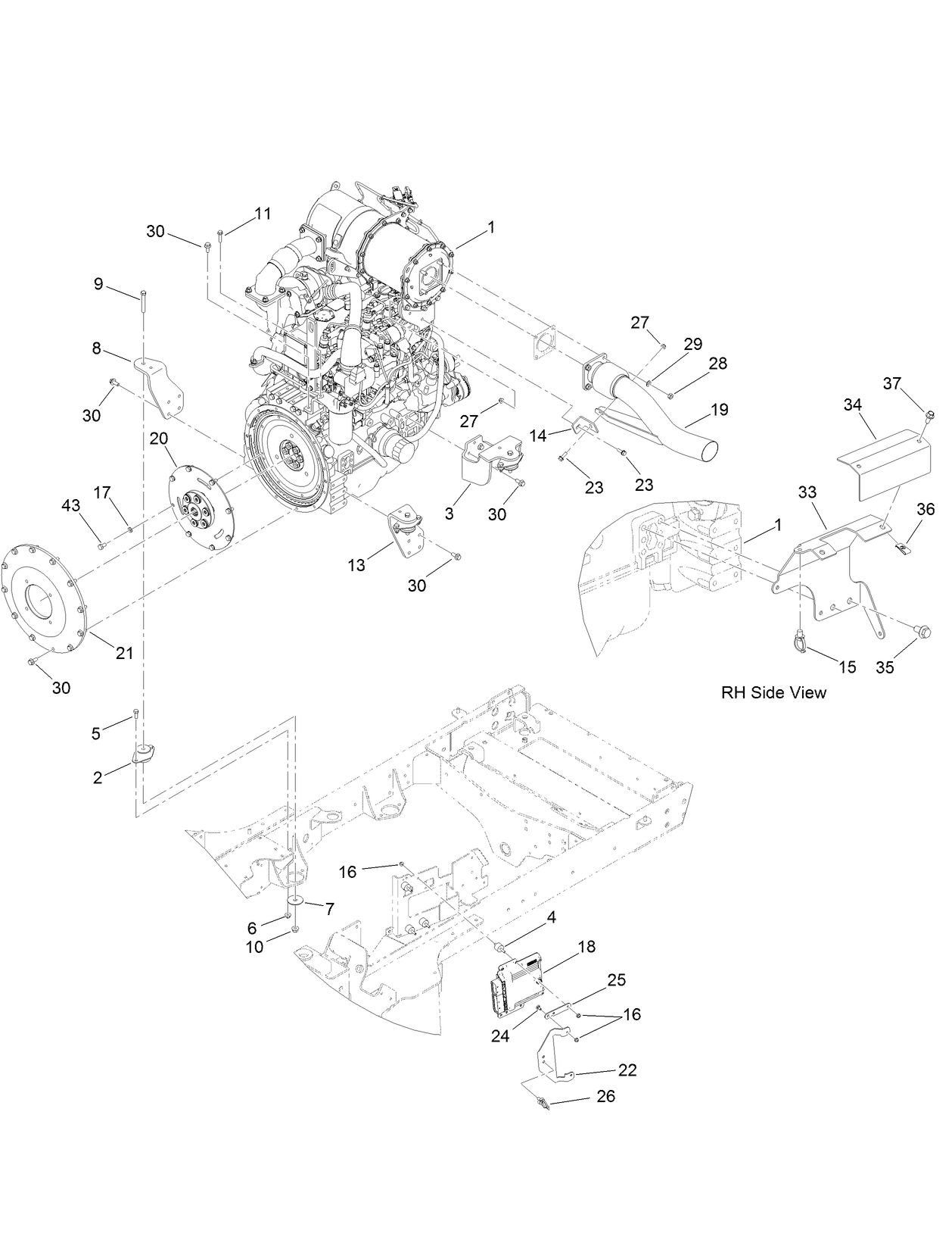 Engine and Mount Assembly