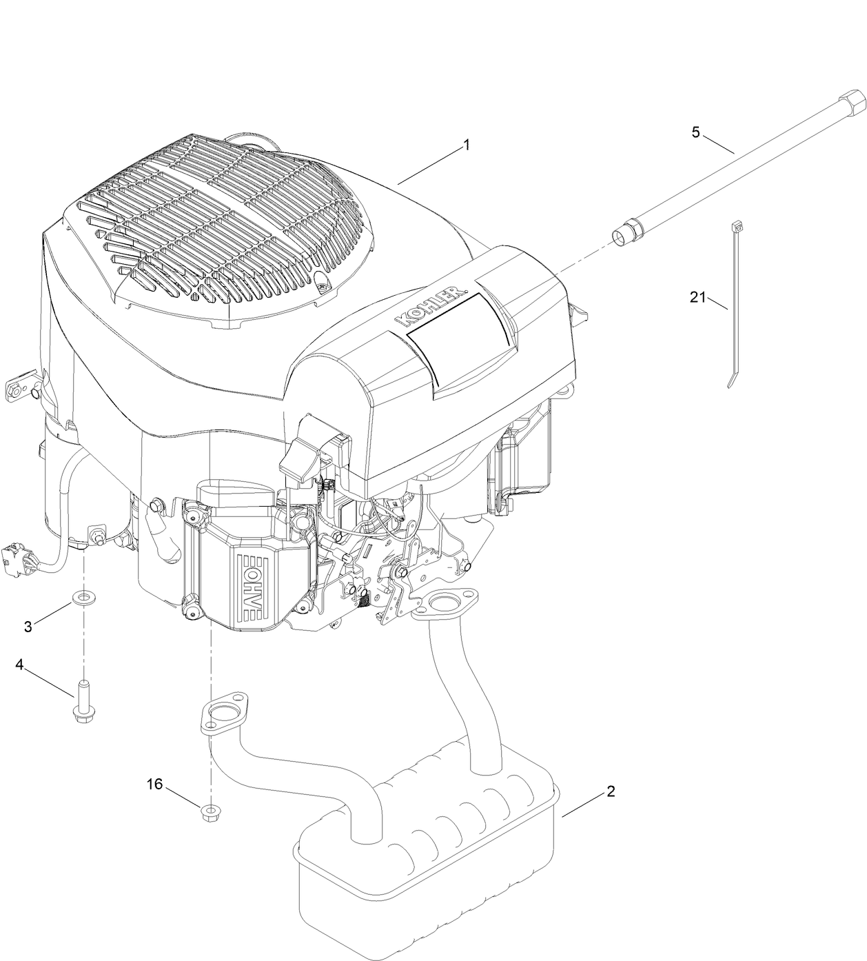 Engine and Muffler Assembly