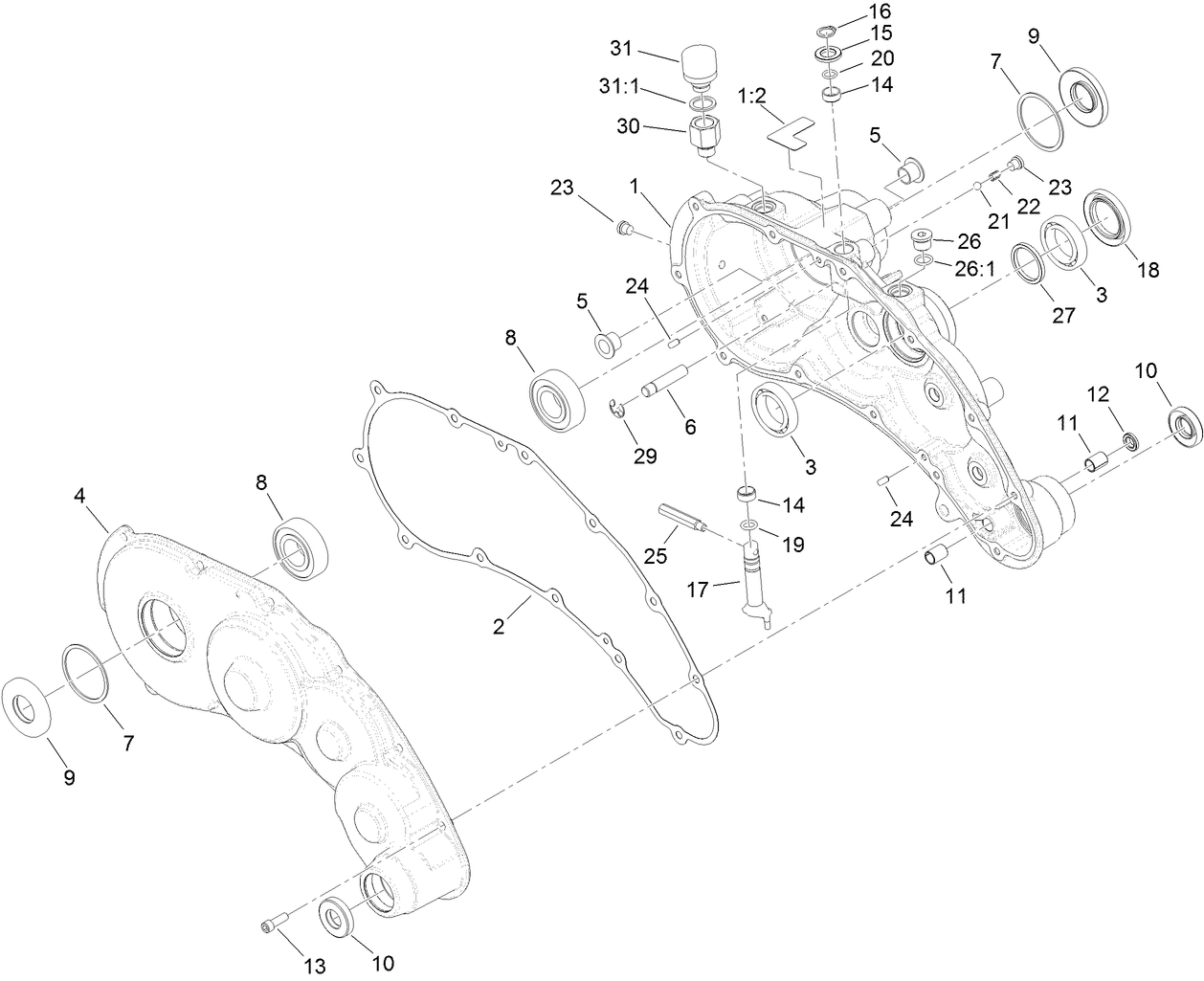 Transmission Assembly No. 140-9327  Transmission Case Assembly