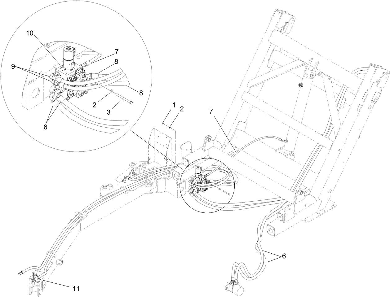Hydraulic Manifold Valve and Hose Routing Assembly