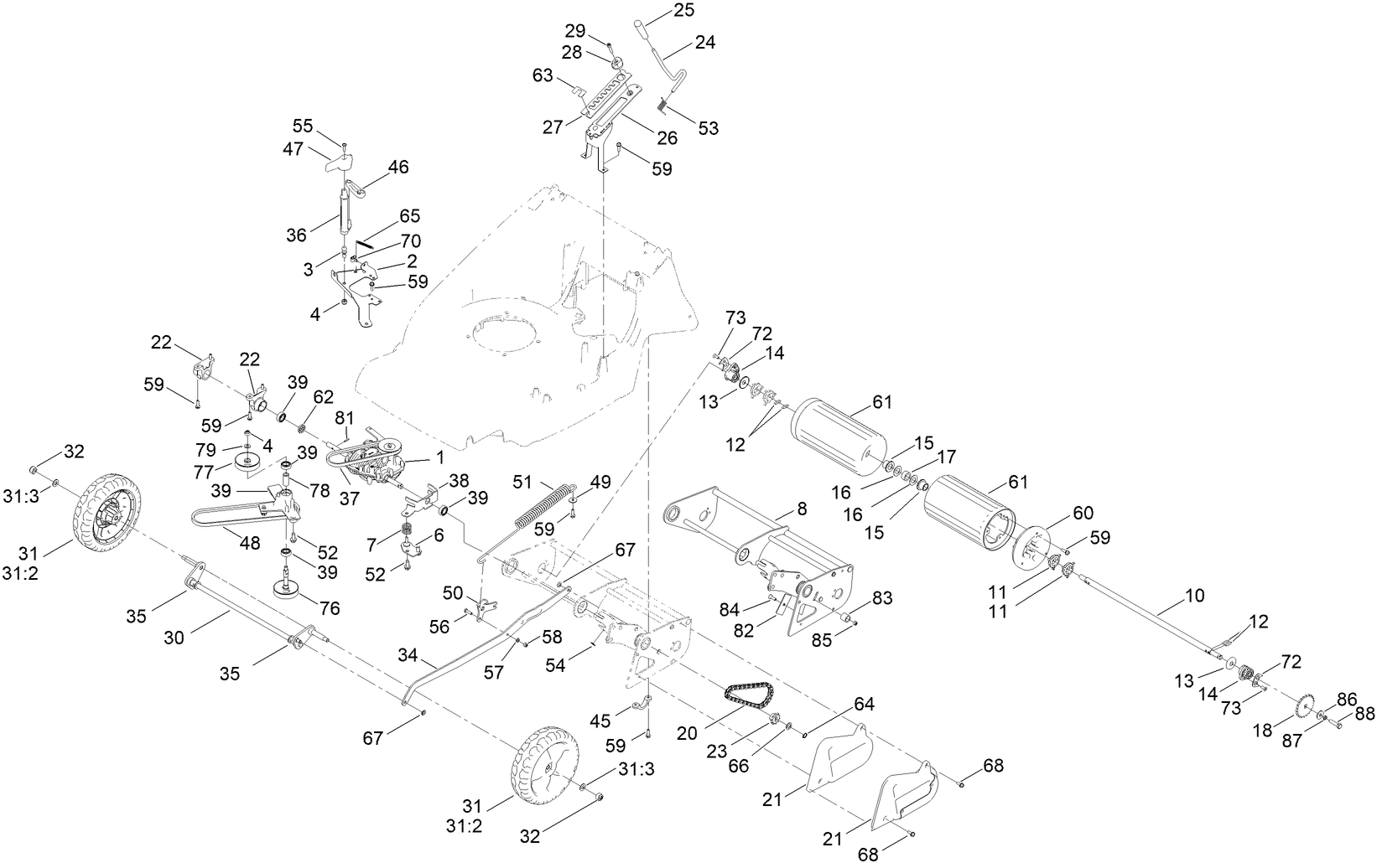 Traction and Height-of-Cut Assembly
