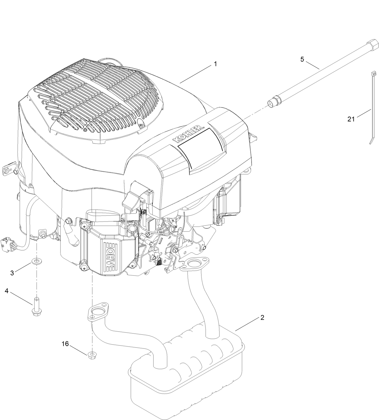 Engine and Muffler Assembly