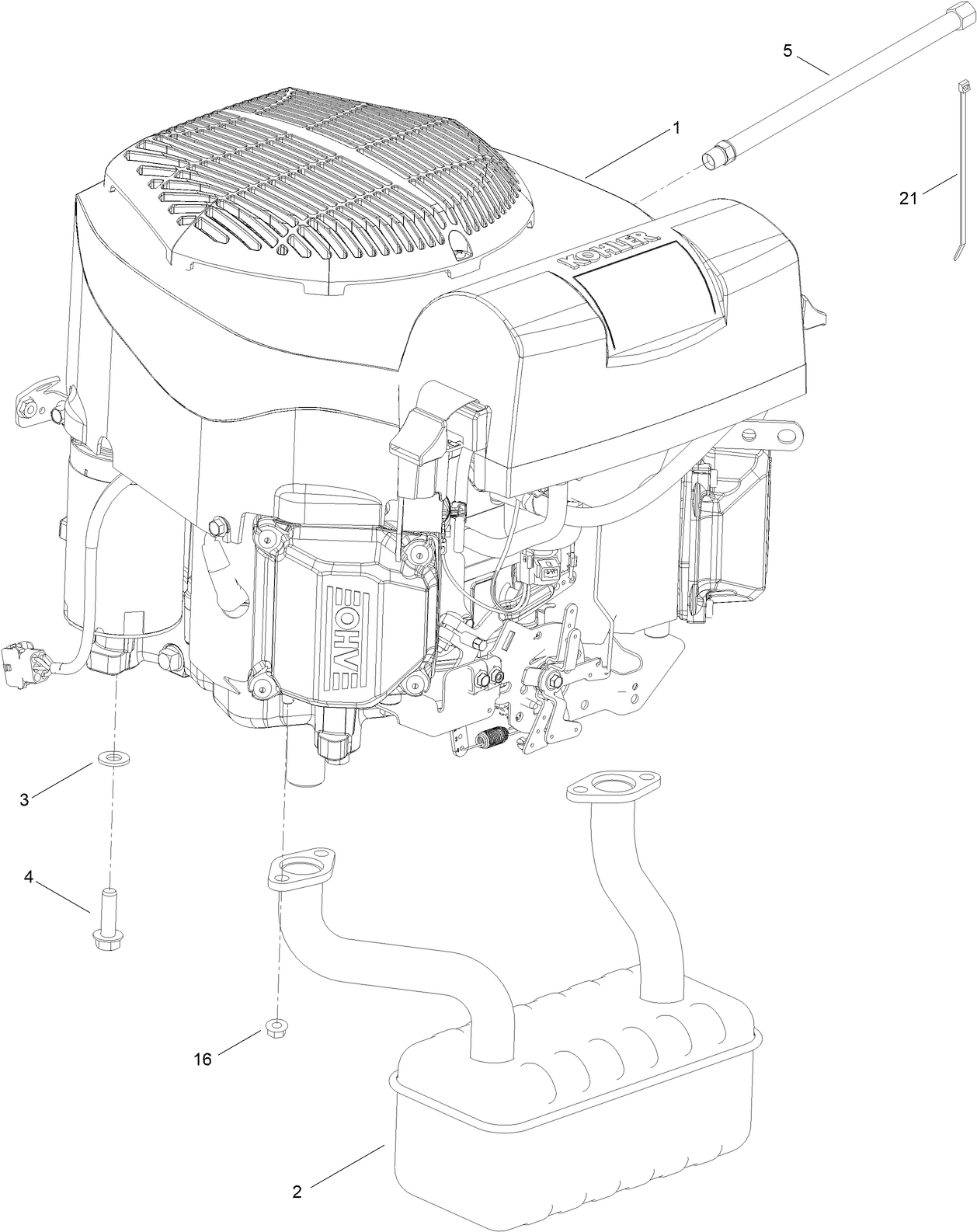 Engine and Muffler Assembly