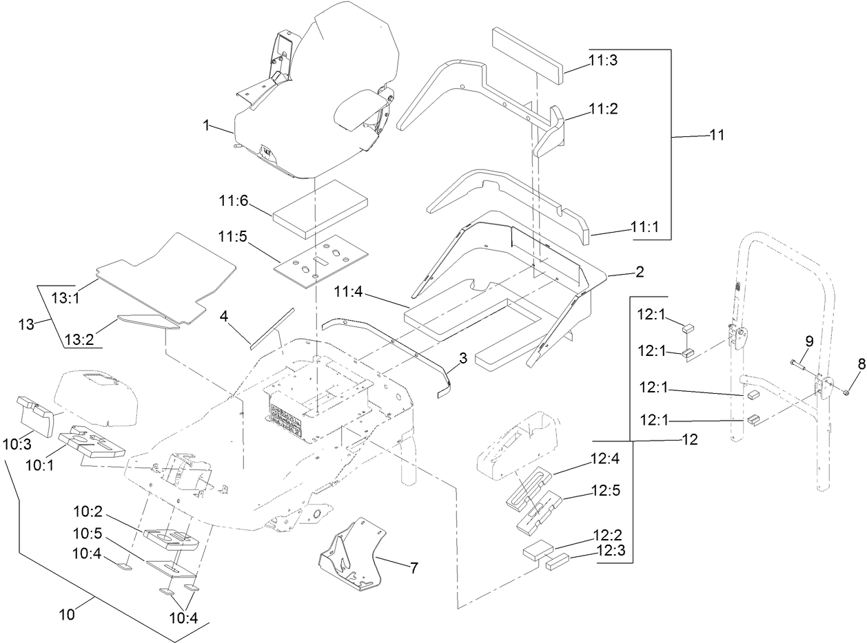 Seat, Firewall and Step Mount Assembly