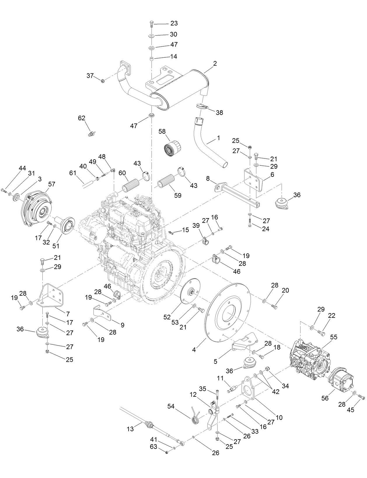 Engine, Pump and Friction Assembly