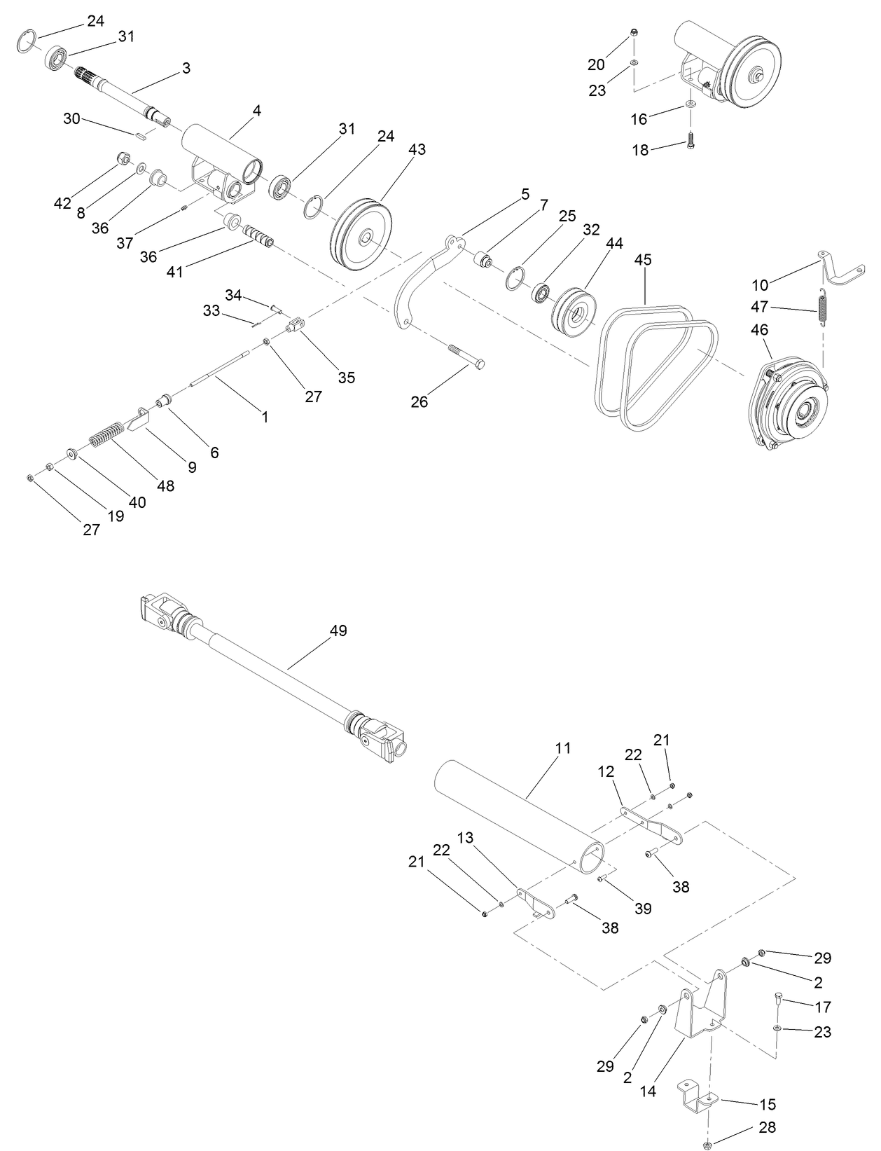 Transmission, PTO and Drive Shaft Assembly