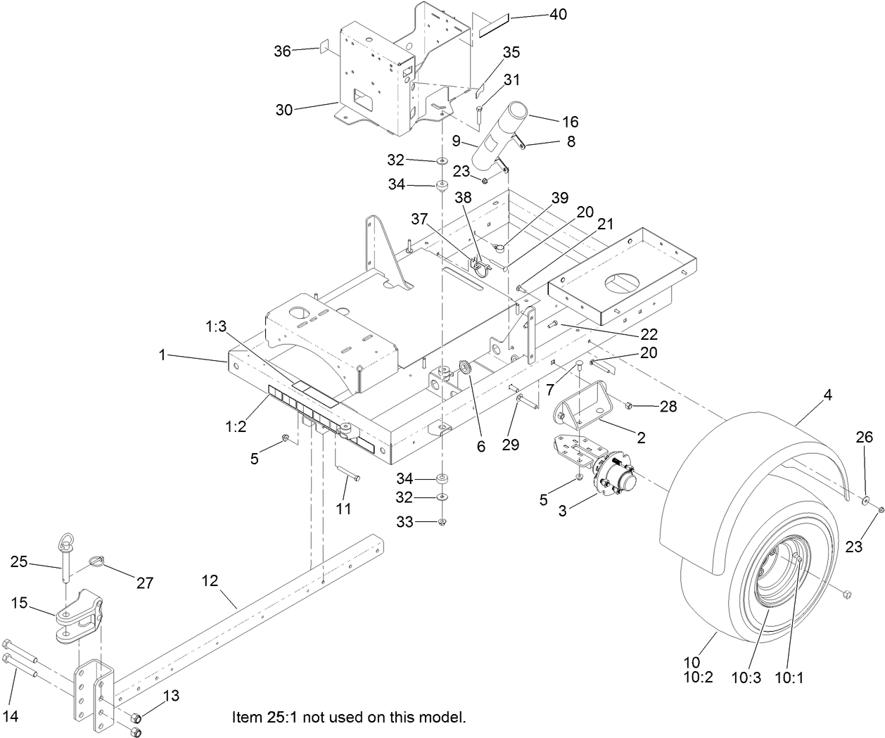 Frame, Wheel, Axle and Hitch Assembly